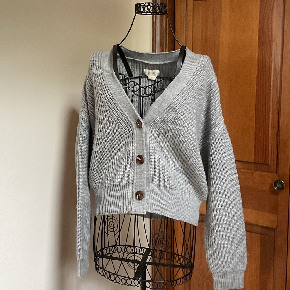 Maeve for Anthropologie Gray Button-Up Women's Sweater